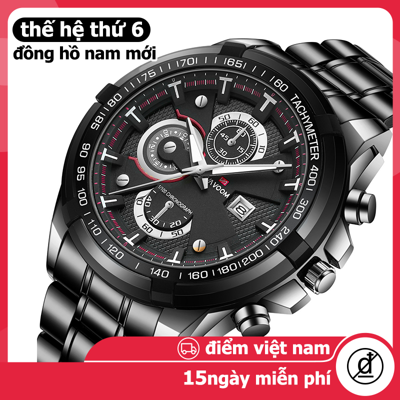 Đồng hồ nam chính hãng lịch thạch anh chất lượng cao không thấm nước thời trang Chóng trầy đồng hồ dây thép