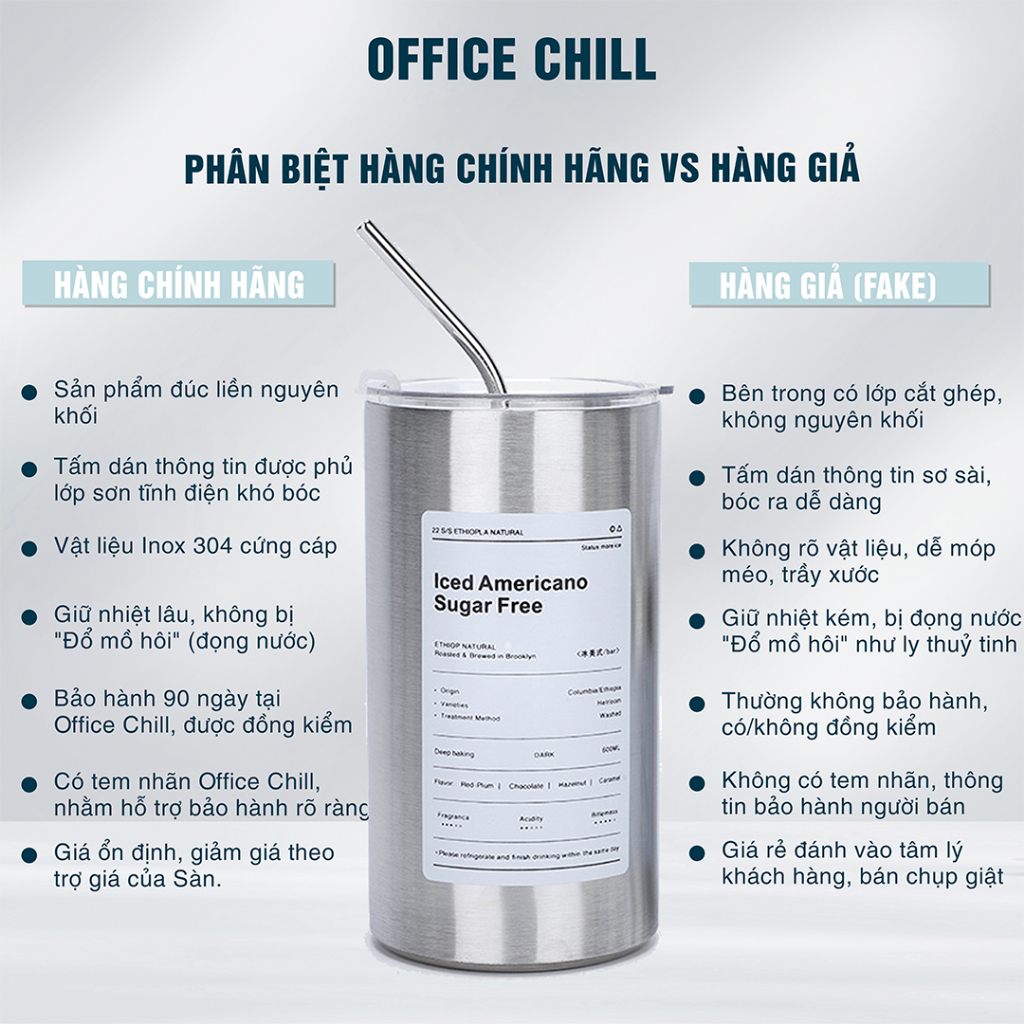 Ly Giữ Nhiệt Inox 304 5 Lớp, Cốc Giữ Nhiệt 8 Tiếng Cao Cấp Bán Chạy Bảo Hành 90 Ngày Office Chill
