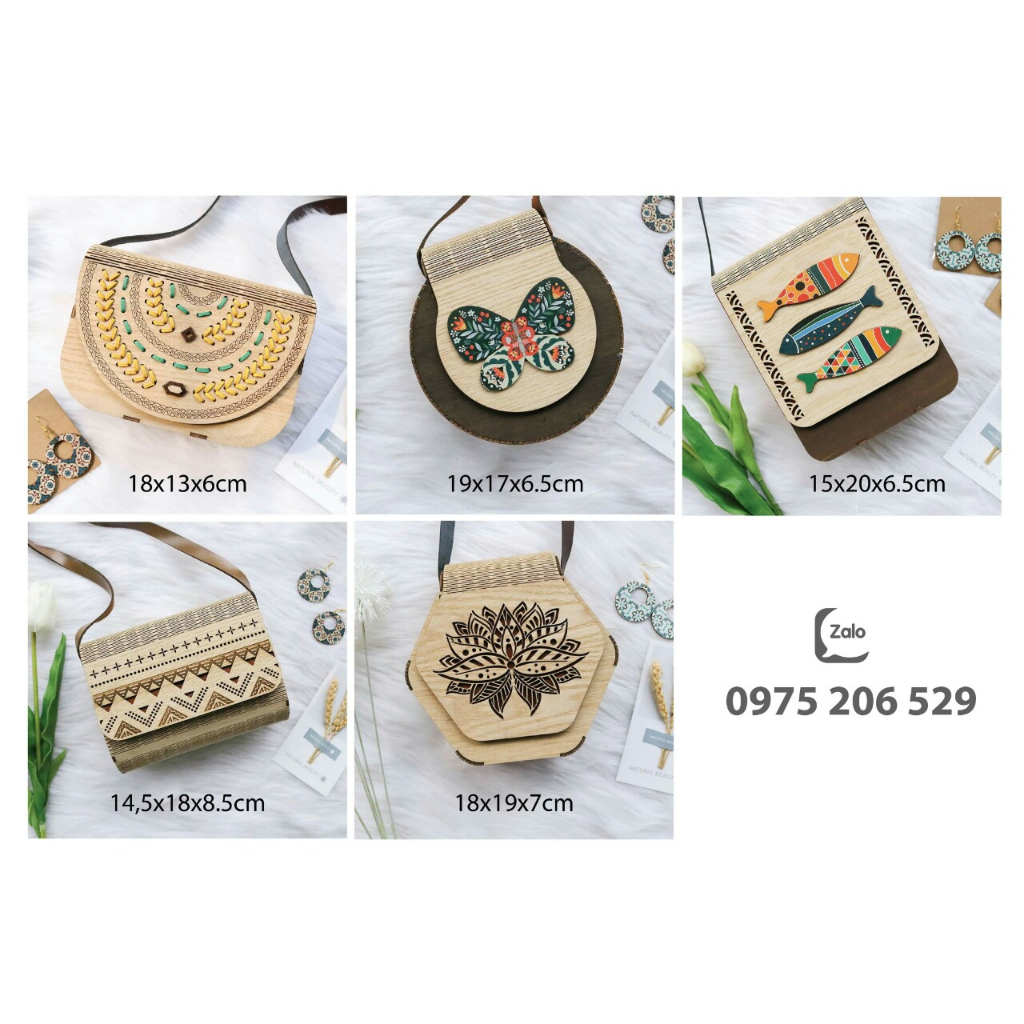 Túi xách gỗ handmade phong cách Boho Vintage độc đáo