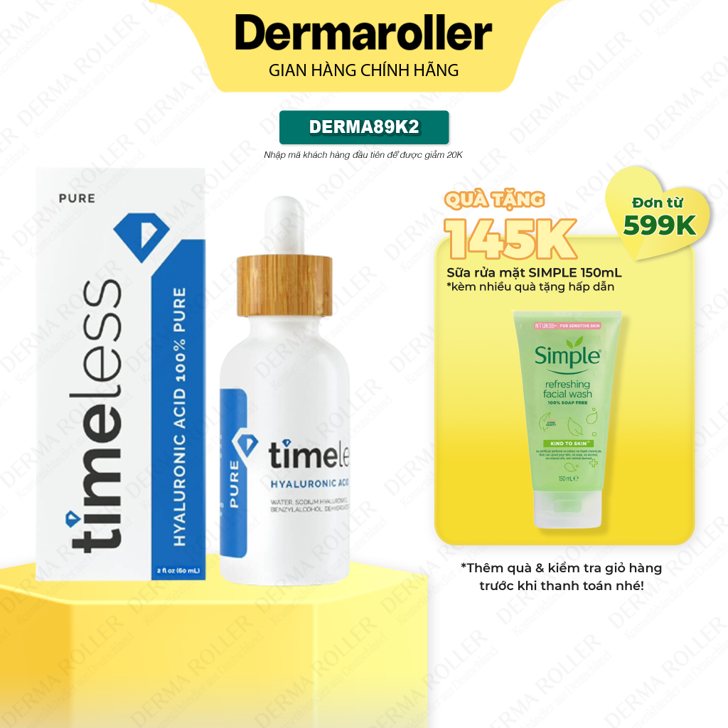 Tinh chất cấp nước 𝗧𝗶𝗺𝗲𝗹𝗲𝘀𝘀 𝗛𝗔 𝗦𝗘𝗥𝗨𝗠 Hyaluronic Acid 100% Pure