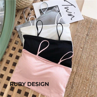 Áo 2 dây , áo bra cotton thun gân tăm hot hit màu trắng đen hồng xám kem - ruby