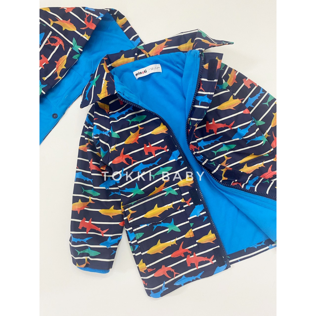 Áo khoác PU cá nhiều màu mũ tháo rời cho bé AMN003