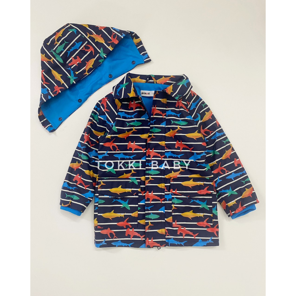 Áo khoác PU cá nhiều màu mũ tháo rời cho bé AMN003