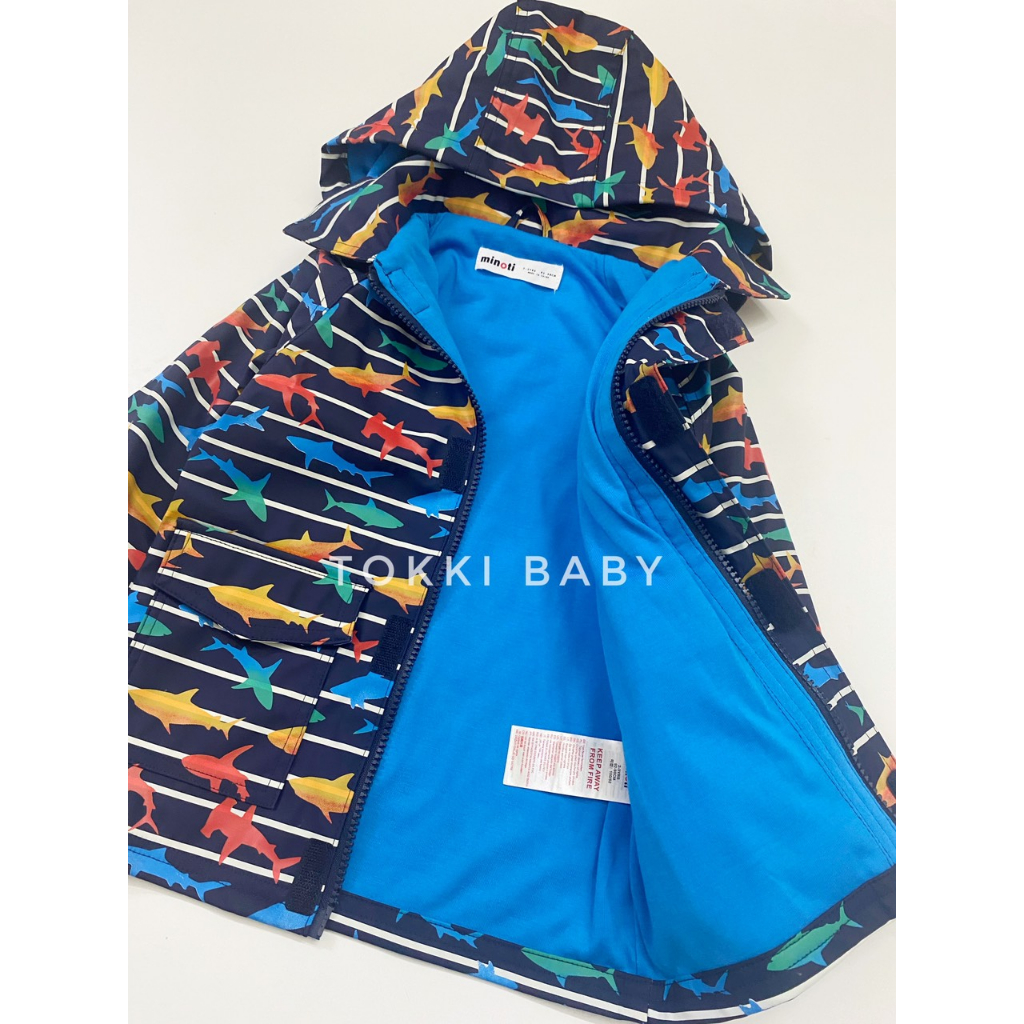 Áo khoác PU cá nhiều màu mũ tháo rời cho bé AMN003