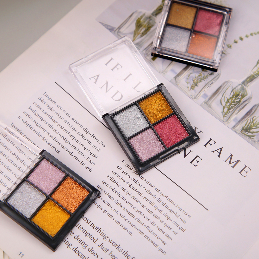 Bột tráng gương nail dạng nén 4 màu/hộp - Bột trang trí móng nhiều màu, siêu bám