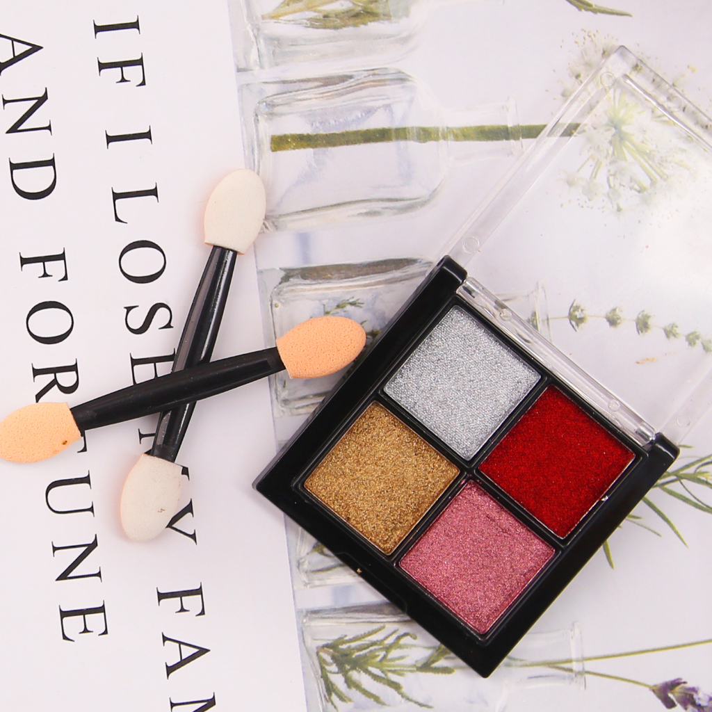 Bột tráng gương nail dạng nén 4 màu/hộp - Bột trang trí móng nhiều màu, siêu bám