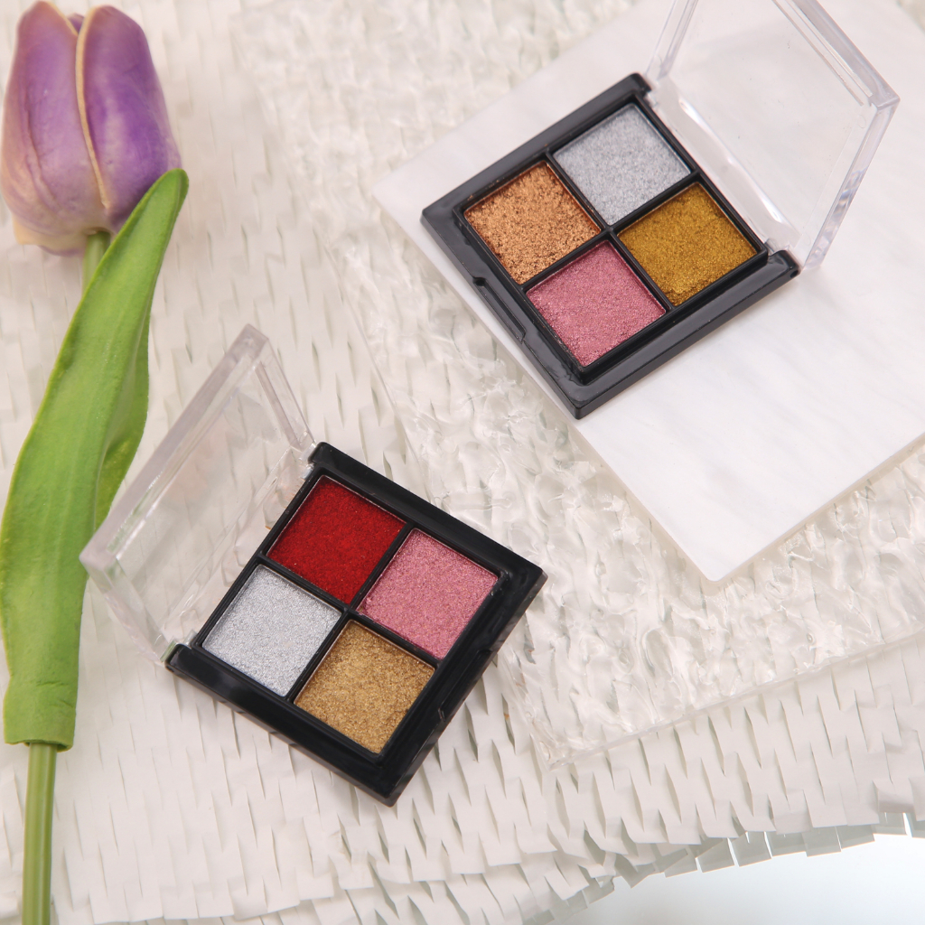 Bột tráng gương nail dạng nén 4 màu/hộp - Bột trang trí móng nhiều màu, siêu bám