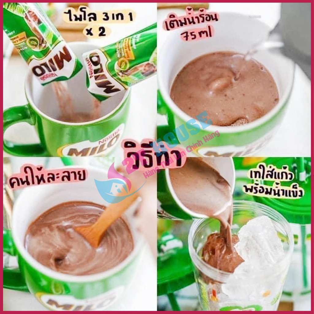 Milo gói pha sẵn/Sữa Milo bột cacao lúa mạch hoa tan bịch 48 gói siêu thơm ngon Nestle 576g 2T House Shop Hàng Thái Lan
