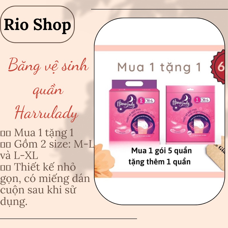 ⚡MUA 1 TẶNG 1⚡ Băng Vệ Sinh Quần HARU LADY Chống Tràn 360 size M/L, Băng Vệ Sinh HaruLady ban đêm dạng quần gói 1 miếng
