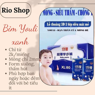 Tã/bỉm youli xanh s54/m46/l42/xl40/xxl36/xxxl34
