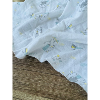 Vải thun cotton 2c hoạ tiết sư tử nền trắng tinh