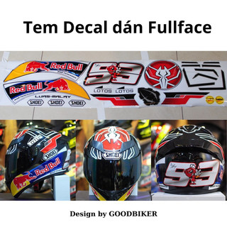 Tem dán mũ bảo hiểm Fullface Redbull