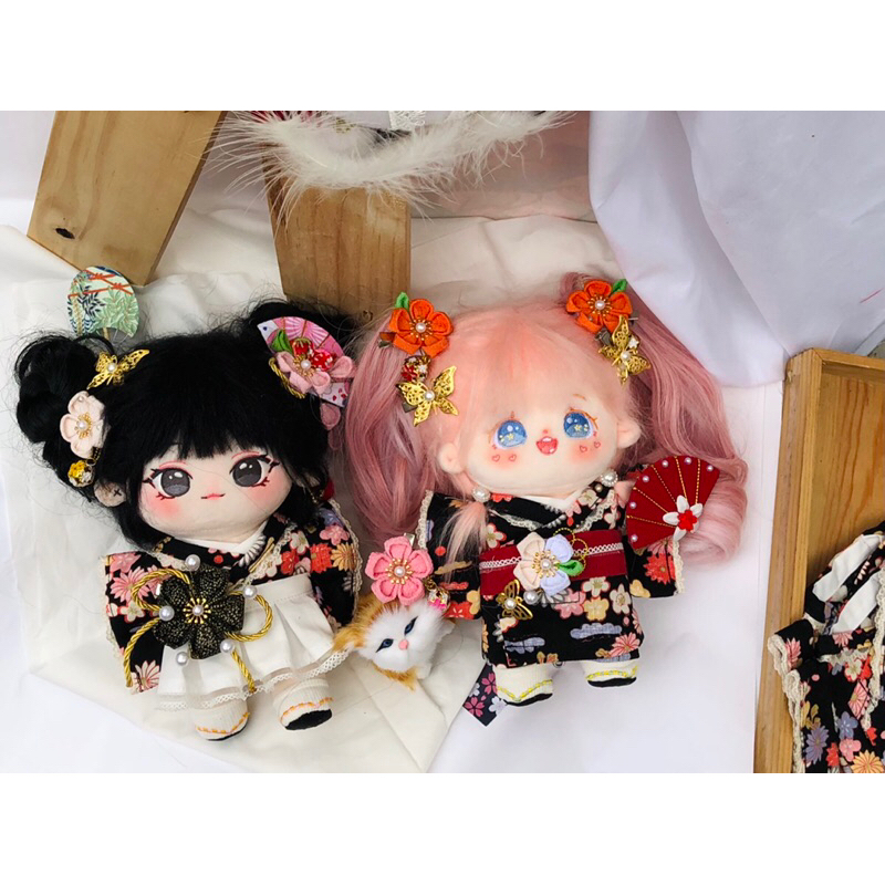 Sẵn outfit Kimono tông màu đen cho bé trai và bé gái 20cm