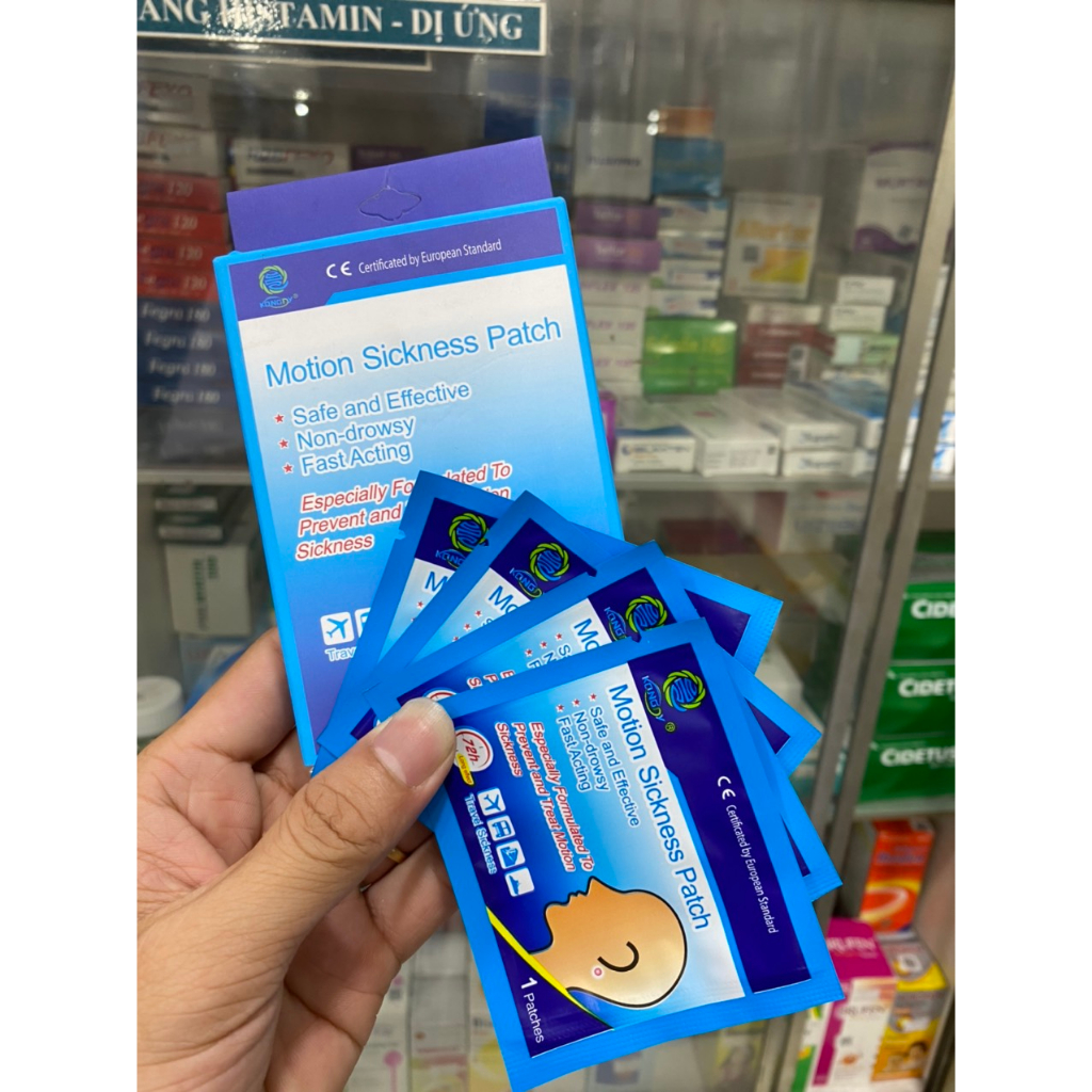 Miếng dán say tàu xe MOTION SICKNESS PATCH  say tàu xe hiệu quả- Hộp 10 miếng