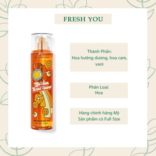 Golden Sunflower - Full Xịt thơm toàn thân body mist Bath & Body Works - fresh you