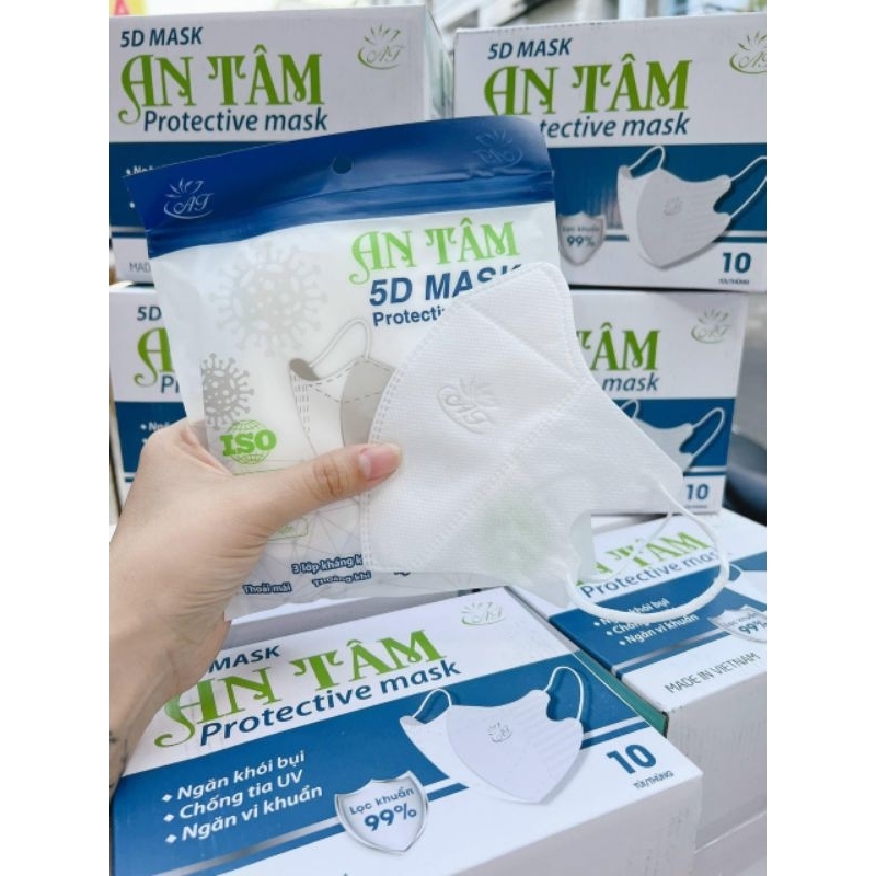 TÚI 10 CÁI KHẨU TRANG5D MASK TRẮNG