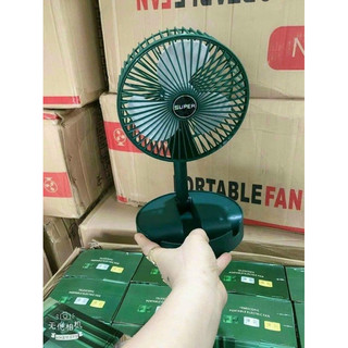 Quạt tích điện để bàn mini Super gấp gọn có thể kéo dài 3 tốc độ gió xoay 360 cổng sạc usb tiện dụng