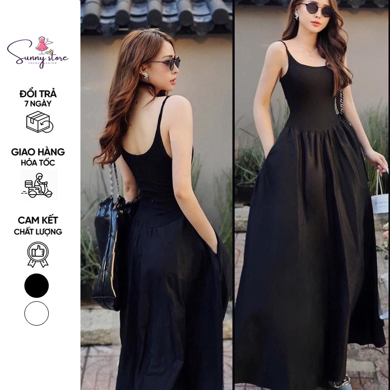 Đầm xoè bồng 2 dây có mút ngực, túi tăng đơ duyên dáng cho nàng đi biển (SN008)