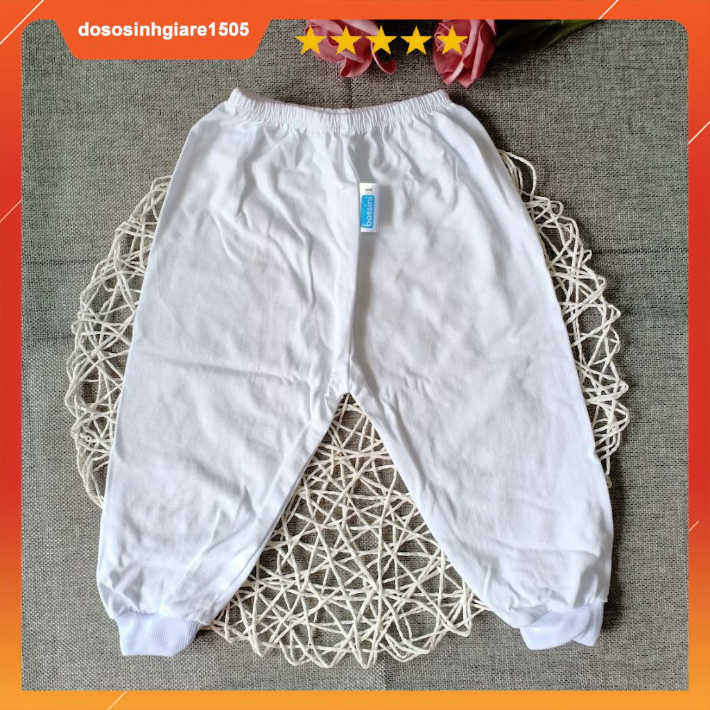 Combo 5 Quần dài sơ sinh ỐNG BO BABY Bosini (hàng đẹp) / Quần dài trắng em bé