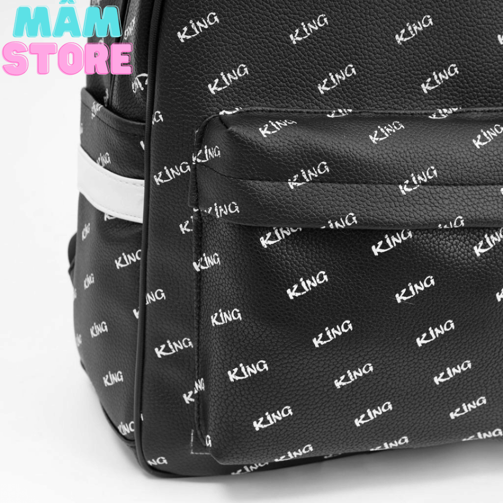 Balo da đi học King 1 màu đen thời trang, chống thấm nước cao cấp, đựng vừa laptop 15inch