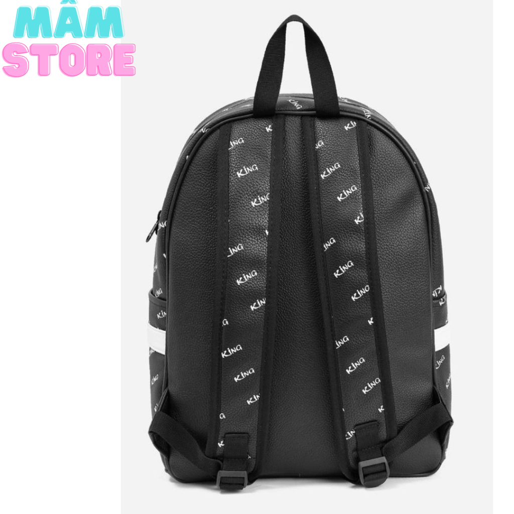 Balo da đi học King 1 màu đen thời trang, chống thấm nước cao cấp, đựng vừa laptop 15inch