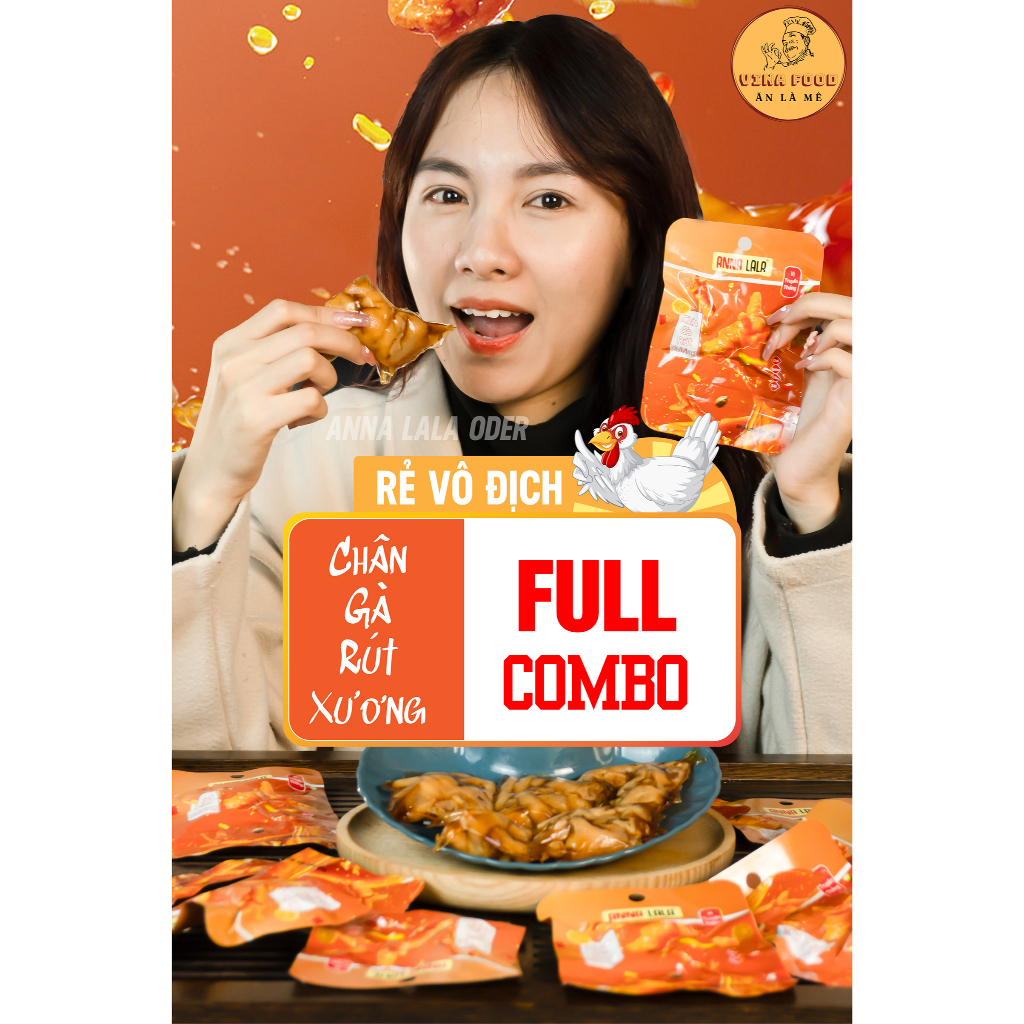 Chân gà rút xương Anna Lala 2023 - Full combo đồ ăn vặt chân gà ủ vị cay truyền thống