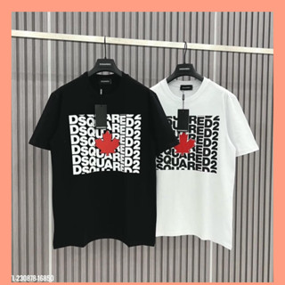 Áo Thun bản DSQ lá đỏ in hình đen trắng,áo cộc tay mùa hè phong cách nam với nữ chất mát