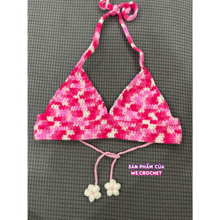 Áo bikini croptop len móc - Pink Vibes mặc mùa hè hoặc đi biển