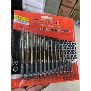 Bộ 13 mũi khoan sắt, gỗ, inox đuôi lục giác hiệu kentop