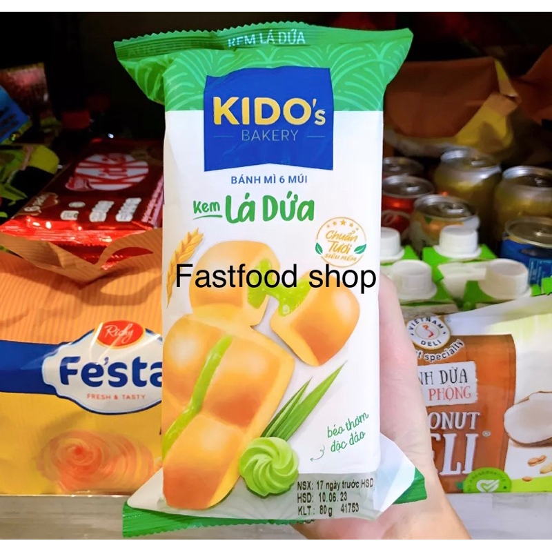 COMBO 5 CÁI BÁNH MÌ TƯƠI VỊ LÁ DỨA/DÂU KIDO’s