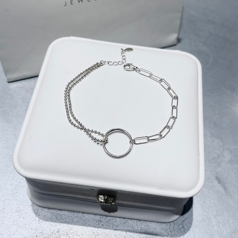 Lắc tay bạc nữ cá tính đai xích mix đai bi LT018 - Cam kết chuẩn bạc MINA JEWELRY