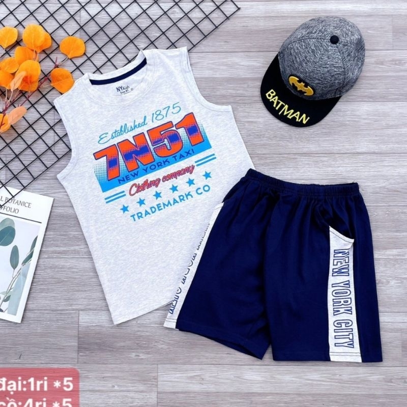 Bộ ba lỗ bé trai size đại cồ 40-60kg hàng chính phẩm chất cotton co dãn mát mịn