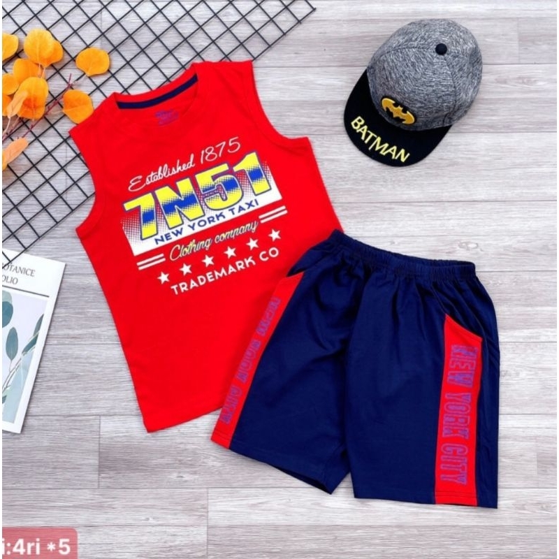 Bộ ba lỗ bé trai size đại cồ 40-60kg hàng chính phẩm chất cotton co dãn mát mịn