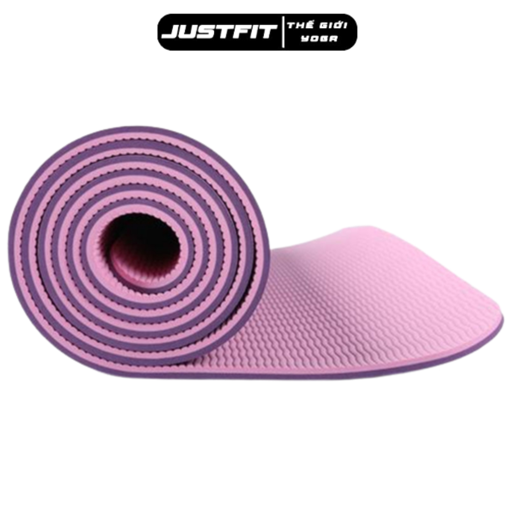 Thảm tập yoga JUSTFIT 8mm định tuyến, TPE 2 lớp chống trơn,trượt