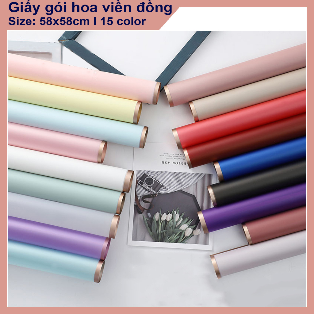 Giấy Gói Hoa Bóng Mờ Viền Đồng (sấp nguyên 20 Tờ)  Kt: 58 x 58cm