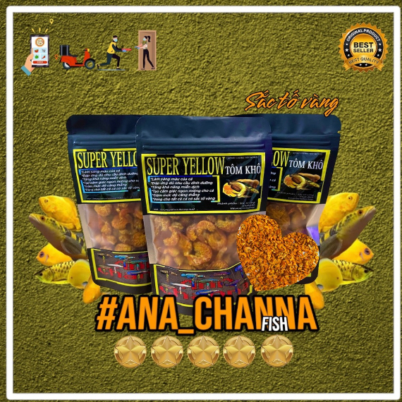 Thức Ăn Cá Lóc Hỗ Trợ Tăng Màu | Tôm Khô -  Sâu Canxi Kích Màu | Vàng - Đỏ - Xanh Dương