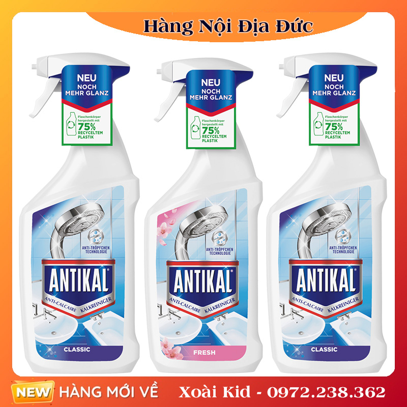 Chai xịt vệ sinh và chống ăn mòn inox Antikal tẩy cặn canxi vòi rửa, vòi sen