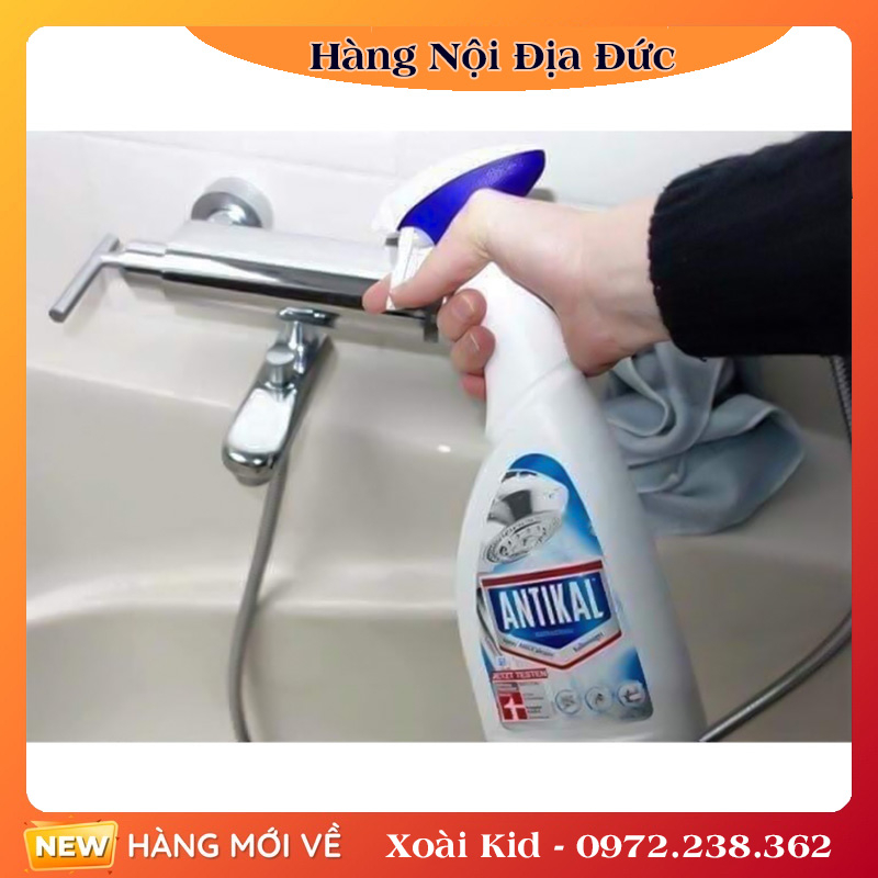 Chai xịt vệ sinh và chống ăn mòn inox Antikal tẩy cặn canxi vòi rửa, vòi sen