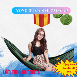 Võng dù cá sấu cao cấp 2 lớp dày, bóng, đẹp. Tặng kèm 5m dây dù bóng đẹp