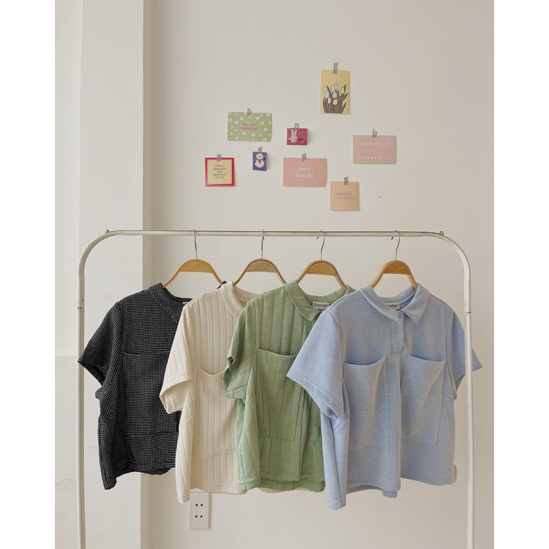 Áo thun croptop cổ Polo RUCHAN