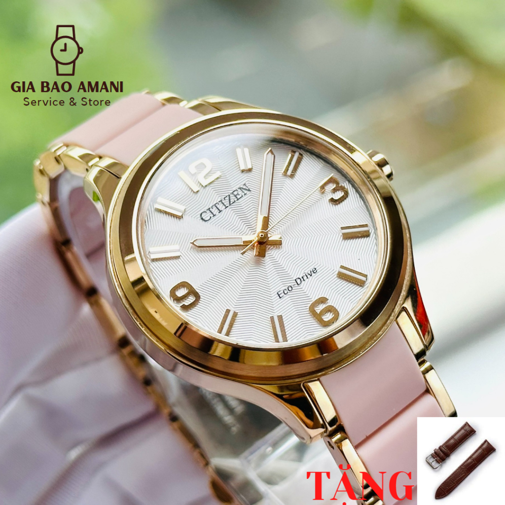 Đồng Hồ Nữ CITIZEN Eco-drive FE6112-09P Chính Hãng Tặng Dây Da Cao Cấp