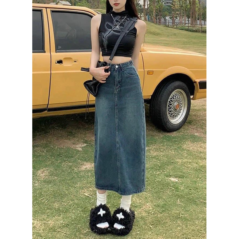 CHÂN VÁY JEANS DÁNG DÀI