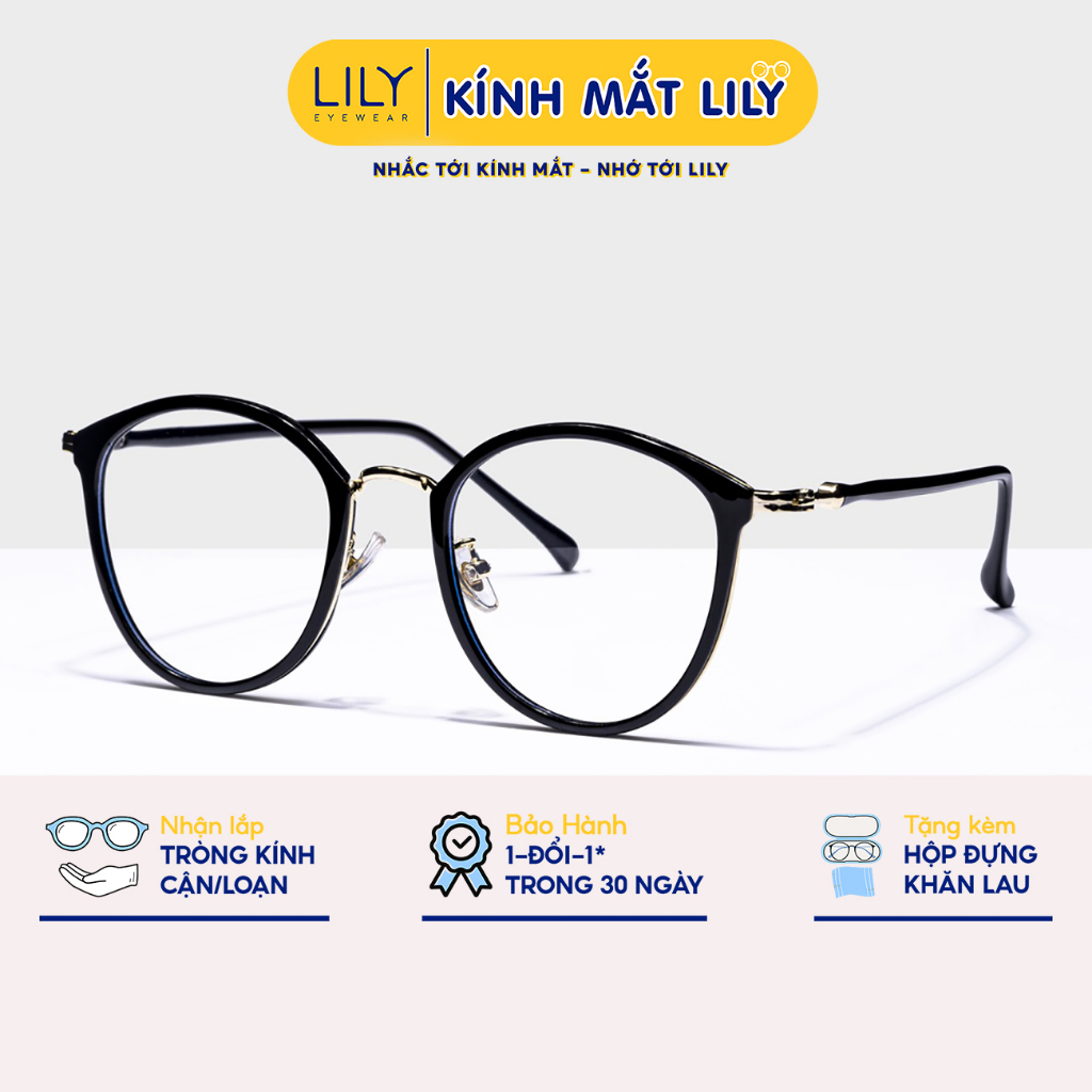 Gọng kính thời trang nam nữ LILYEYEWEAR mắt tròn to chất liệu kim loại không gỉ cứng cáp thiết kế thời trang 2053