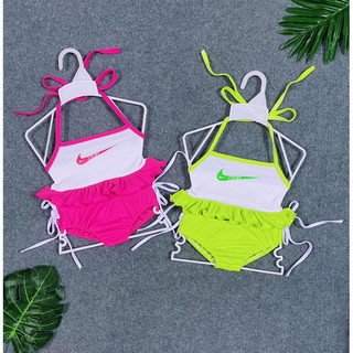 Bikini yếm cột dây hở lưng xoè cho bé gái