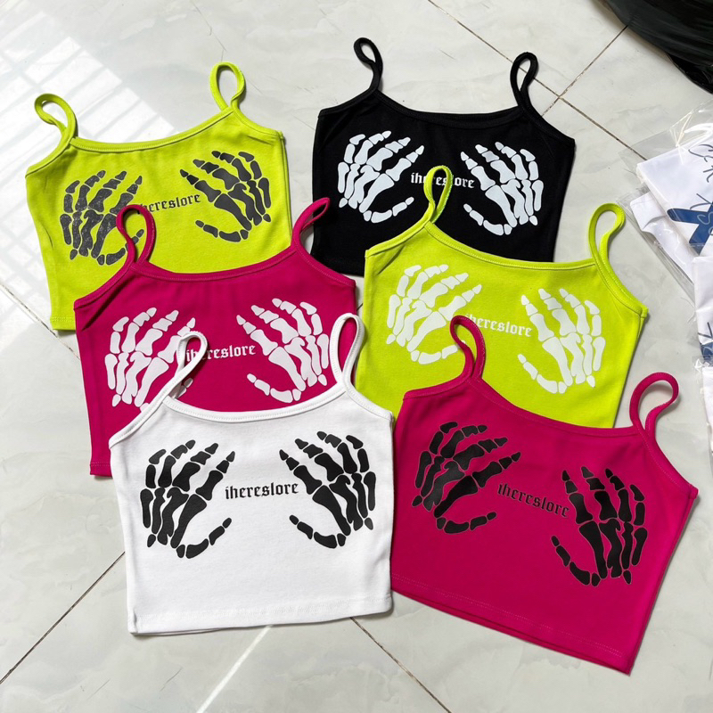 Áo hai dây CROPTOP in hình BÀN TAY ( hình thật) dáng ngắn nữ UN -Thiên Yết