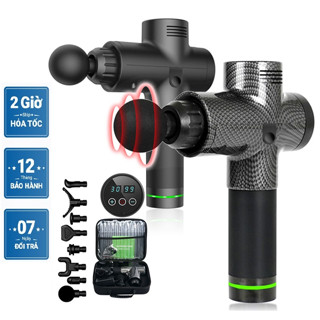 Súng massage cầm tay cao cấp EM009  30 mức độ rung, 6 Đầu Massage,Màn LCD, điều khiển Cảm Ứng 1 chạm