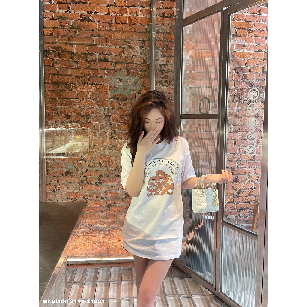 Áo đôi nam nữ áo phông LV  áo louis vuitton 95% cotton  áo phông tay lỡ co dãn 4 chiều siêu mát hottrend cổ tròn