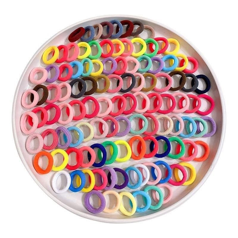 Chun Dây Buộc Tóc Bịch 500 Chiếc Mix Màu Cho Bé Co Giãn Dễ Thương