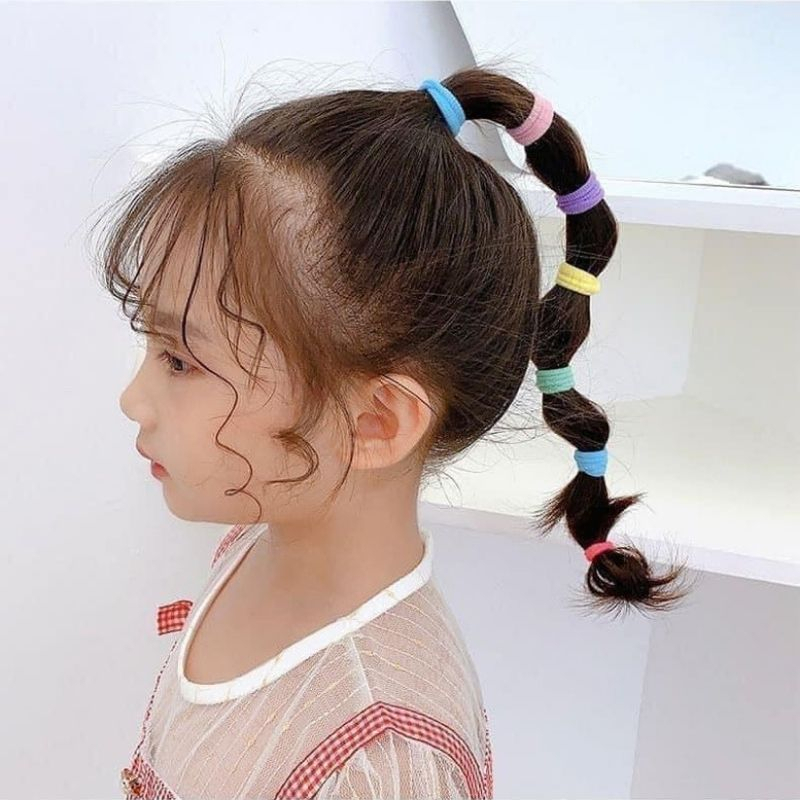 Chun Dây Buộc Tóc Bịch 500 Chiếc Mix Màu Cho Bé Co Giãn Dễ Thương