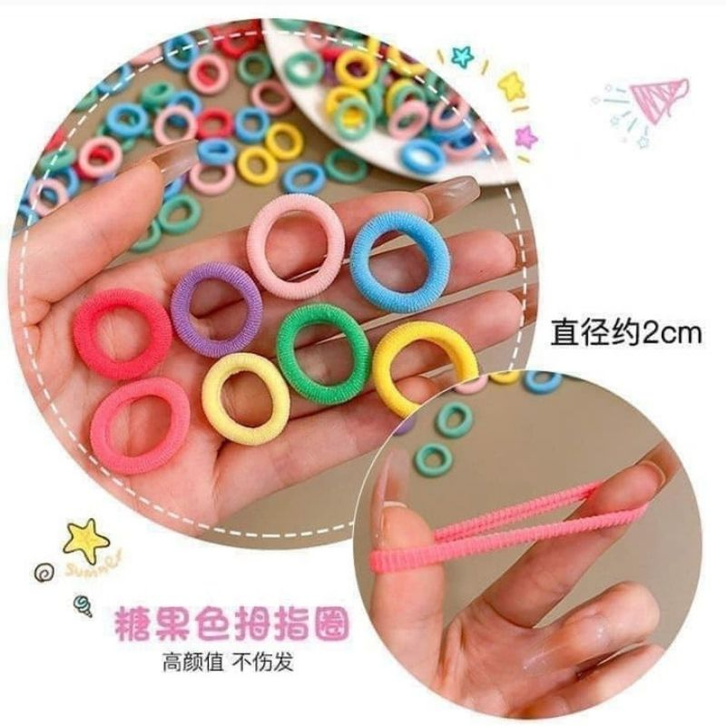 Chun Dây Buộc Tóc Bịch 500 Chiếc Mix Màu Cho Bé Co Giãn Dễ Thương